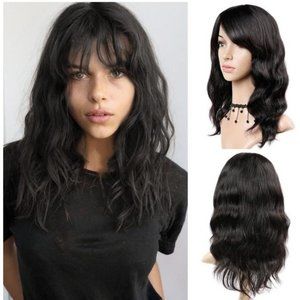 100% Human Hair Natural Wave 16” Wigs/Bangs